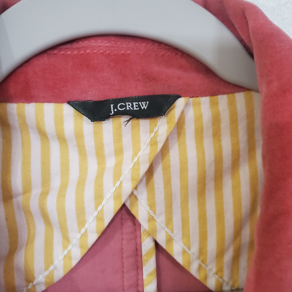 J.Crew Pink Velvet Blazer Women Schoolboy 3-Button Striped Lining - Picture 6 of 11